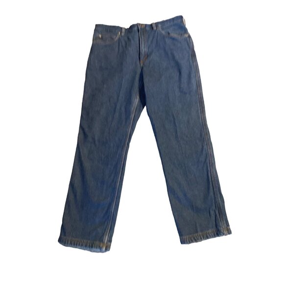 Duluth Trading Co. Men's Dark Wash Ballroom Flannel-Lined Relaxed Jeans Size 38 - Picture 1 of 5